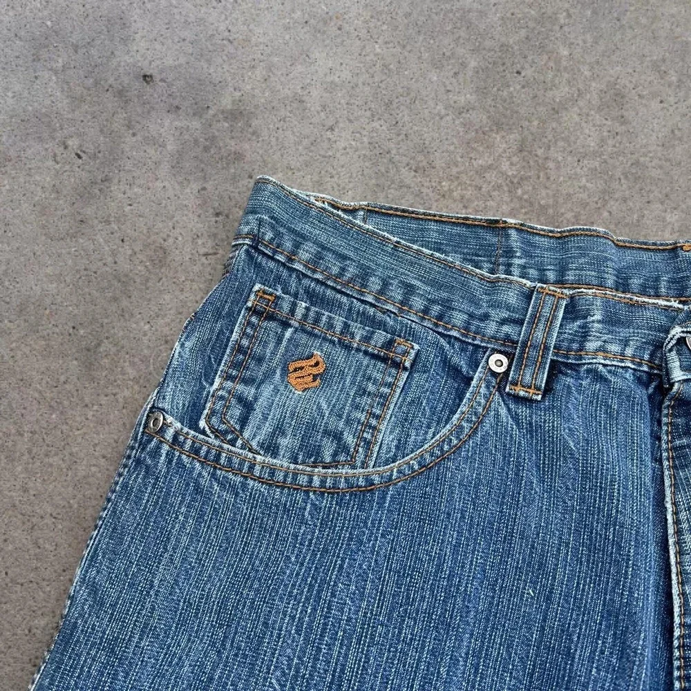 Vintage Y2K 2000s Big R Embroidered Rocawear Baggy Cotton Denim Shorts 36 Skater